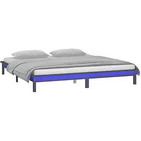 vidaXL Bed Frame LED grå 140x190 cm massivt trä 820653