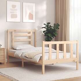 vidaXL Bed Frame med huvudgavel enkelsäng massivt trä 3192846