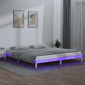 vidaXL Bed Frame LED vit 120x200 cm massivt trä 820602