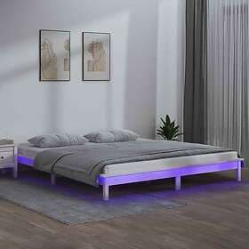 vidaXL Bed Frame LED vit 120x190 cm massivt trä 820642