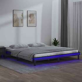 vidaXL Bed Frame LED grå 200x200 cm massivt trä 820628
