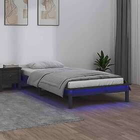 vidaXL Bed Frame LED grå 75x190 cm massivt trä 820633