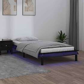 vidaXL Bed Frame LED svart 75x190 cm massivt trä 820635