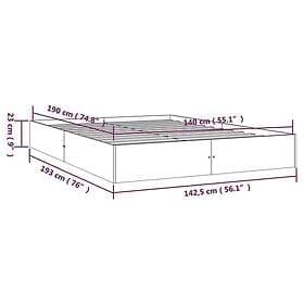 vidaXL Bed Frame white solid wood 140x190 cm