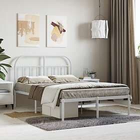 vidaXL Bed Frame med huvudgavel metall vit 120x200 cm 353682