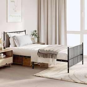 vidaXL Bed Frame med huvudgavel och fotgavel svart metall 100x190 cm 350876