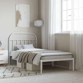 vidaXL Bed Frame med huvudgavel metall vit 100x200 cm 353679