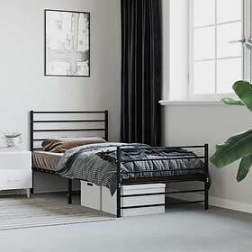 vidaXL Bed Frame med huvudgavel och fotgavel svart metall 100x190 cm 352331