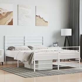 vidaXL Bed Frame med huvudgavel och fotgavel vit metall 140x200 cm 352387