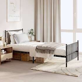vidaXL Bed Frame med huvudgavel och fotgavel svart metall 90x200 cm 350875