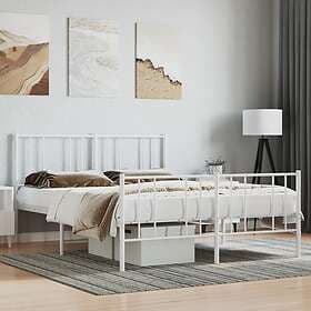 vidaXL Bed Frame med huvudgavel och fotgavel vit metall 120x190 cm 352544
