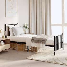 vidaXL Bed Frame med huvudgavel och fotgavel svart metall 75x190 cm 350872