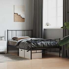 vidaXL Bed Frame med huvudgavel och fotgavel svart metall 75x190 cm 352488