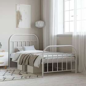 vidaXL Bed Frame med huvudgavel och fotgavel vit metall 100x190 cm 353696