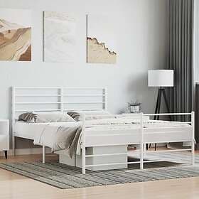vidaXL Bed Frame med huvudgavel och fotgavel vit metall 135x190 cm 352385