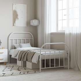 vidaXL Bed Frame med huvudgavel och fotgavel vit metall 90x190 cm 353694