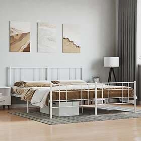 vidaXL Bed Frame med huvudgavel och fotgavel vit metall 183x213 cm 352552