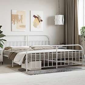 vidaXL Bed Frame med huvudgavel och fotgavel vit metall 193x203 cm 353708