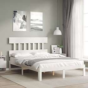 vidaXL Bed Frame med huvudgavel vit 120x200 cm massivt trä 3193592