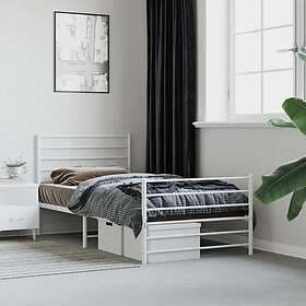 vidaXL Bed Frame med huvudgavel och fotgavel vit metall 90x190 cm 352378