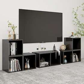 vidaXL TV Stand 6 Piece Grey High Gloss Engineered Wood 3080059