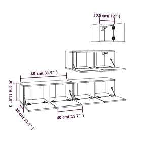 vidaXL TV Stand 4 Piece Grey Sonoma Engineered Wood 3114652