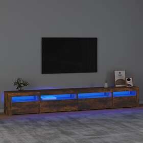 vidaXL TV Stand med LED-belysning rökfärgad ek 270x35x40 cm 3152751
