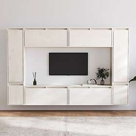 vidaXL TV Stand 8 delar vit massiv furu 3100195