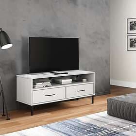 vidaXL TV Stand med metallben OSLO vit massiv furu 351026