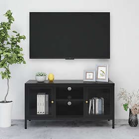 vidaXL TV Stand svart 105x35x52 cm stål och glas 336058