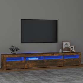 vidaXL TV Stand med LED-belysning rökfärgad ek 240x35x40 cm 3152727
