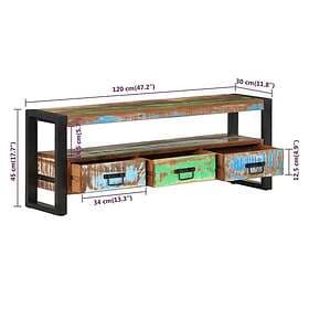 vidaXL TV Stand 120x30x45 cm massivt återvunnet trä 351671