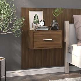 vidaXL Väggmonterat sängbord brun ek 816956