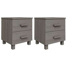 vidaXL HAMAR Nightstand 2 pcs Light Gray 40x35x44.5cm Solid Wood 340411