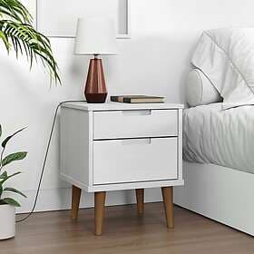 vidaXL Sängbord MOLDE vit 40x35x48 cm massiv furu 350496