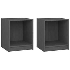 vidaXL Nightstand Set of 2 Grey 35.5x33.5x41.5cm Solid Pine 809924
