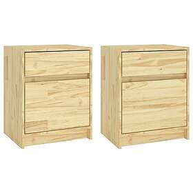 vidaXL Nightstand 2 pcs 40x31x50cm Solid Pine Wood 808124