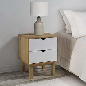 vidaXL Sängbord OTTA brun&vit 46x39.5x57cm massiv furu 348578