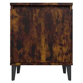 vidaXL Sängbord med metallben rökfärgad ek 40x30x50 cm 813116