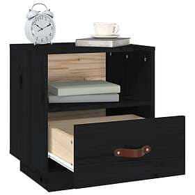 vidaXL Sängbord 2 st svart 40x34x45 cm massivt furuträ 818304