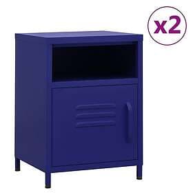 vidaXL Sängbord 2 st marinblå 35x35x51 cm stål 3095215
