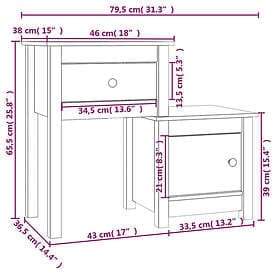 vidaXL Sängbord 2 st honungsbrun 79.5x38x65.5 cm massiv furu 814546