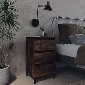 vidaXL Nightstand with Metal Legs Smoke Brown Oak 40x35x69cm