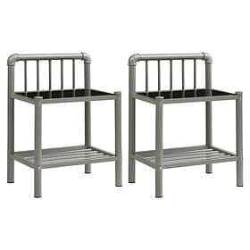 vidaXL Nightstand Grey and Black Metal Glass 325101