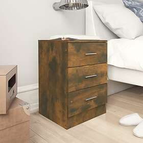 vidaXL Nightstand Smoke Brown Oak 38x35x56cm Constructed Wood