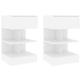 vidaXL Nightstand 2 pcs White 40x35x65cm Engineered Wood 808649
