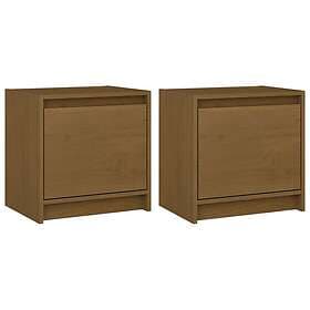 vidaXL Sängbord 2 st honungsbrun 40x30.5x40 cm massiv furu 808120