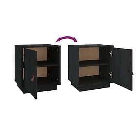vidaXL Sängbord 2 st svart 40x34x45 cm massivt furuträ 818284