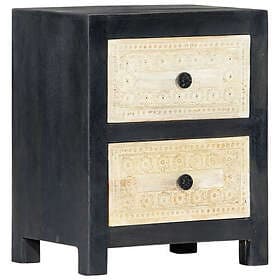 vidaXL Nightstand Hand-carved Grey 40x30x50cm Solid Mango Wood 282722