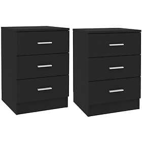 vidaXL Sängbord 2 st svart 38x35x56 cm konstruerat trä 800453